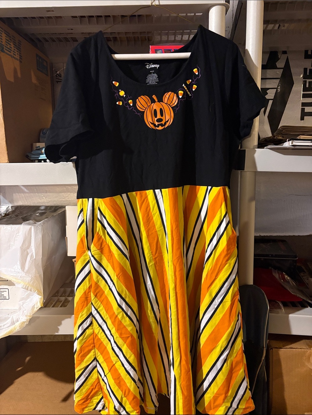 Disney Black, Orange & Yellow Striped Pumpkin Dress